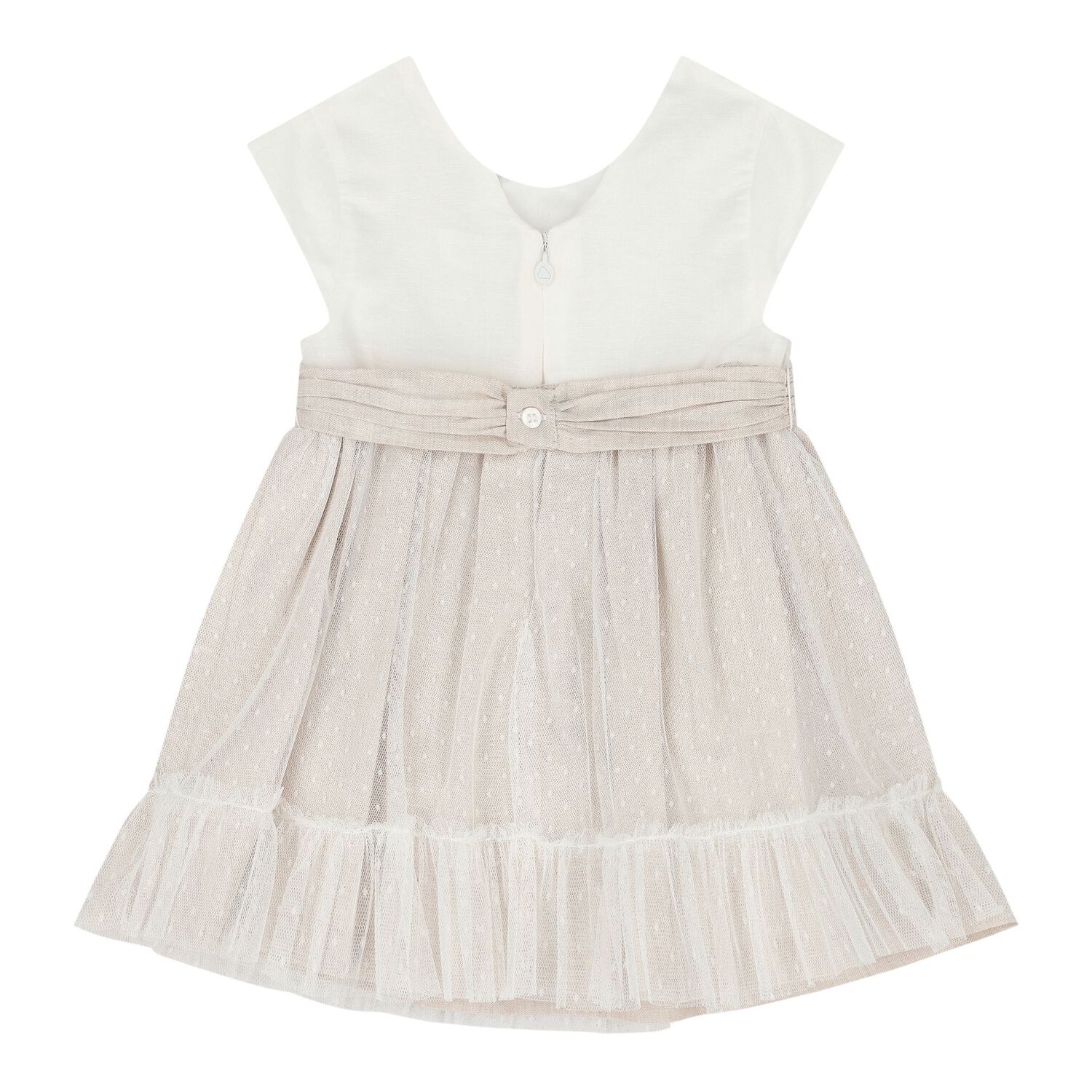 Baby Girls Ivory & Beige Dress Set, 1, hi-res