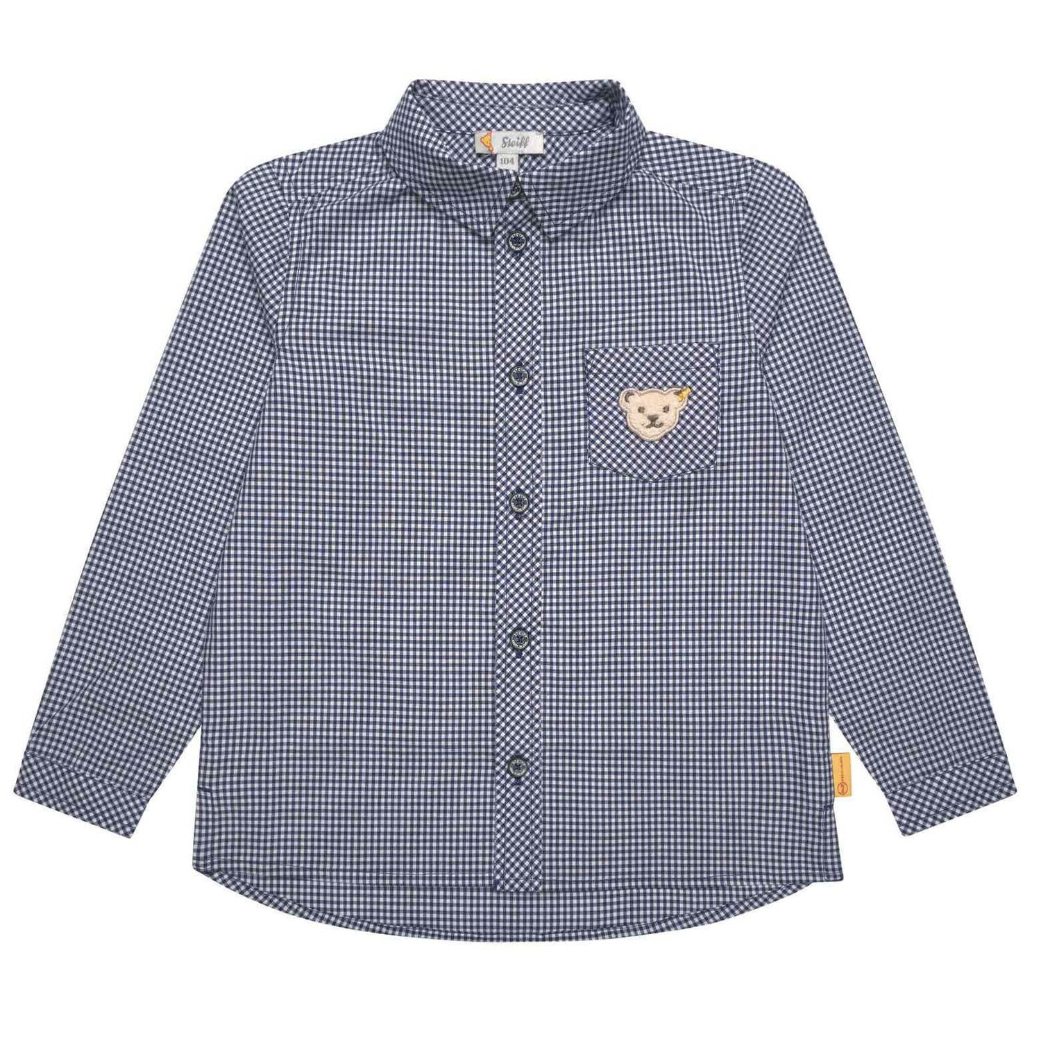Younger Boys Navy Blue Teddy Shirt, 1, hi-res