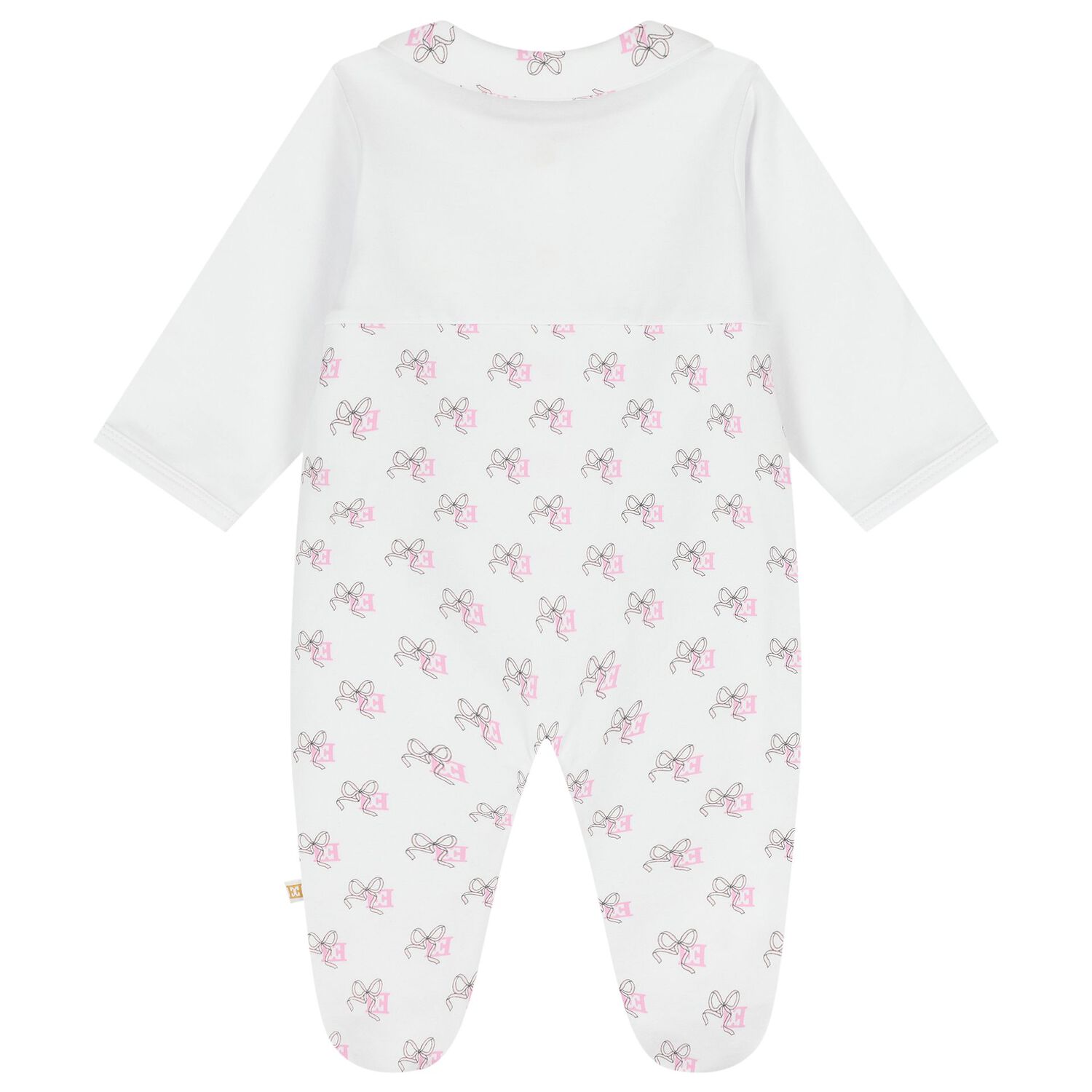 Baby Girls White Bow Logo Babygrow, 1, hi-res