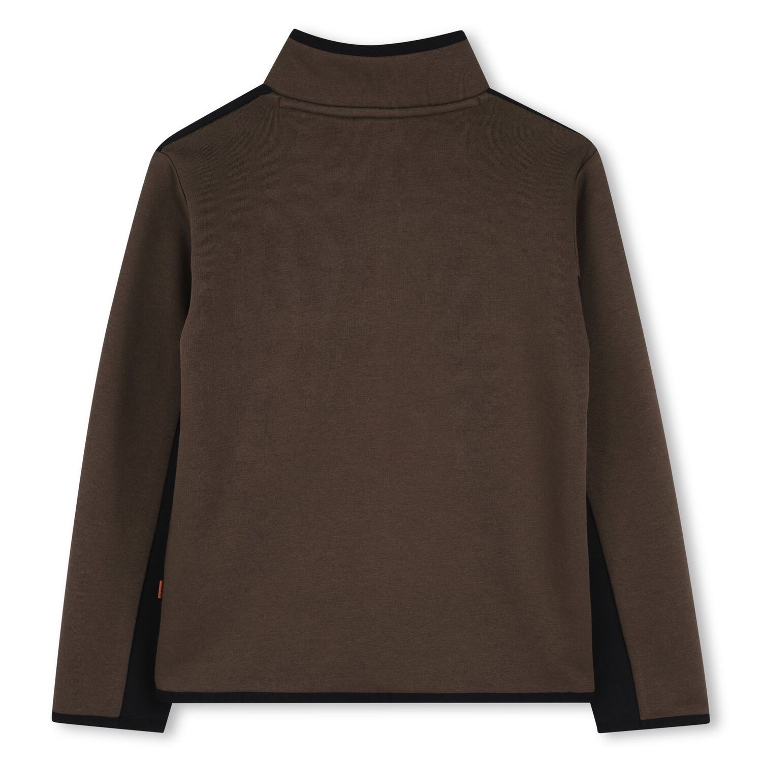 Boys Brown & Black Logo Zip Up Top, 1, hi-res