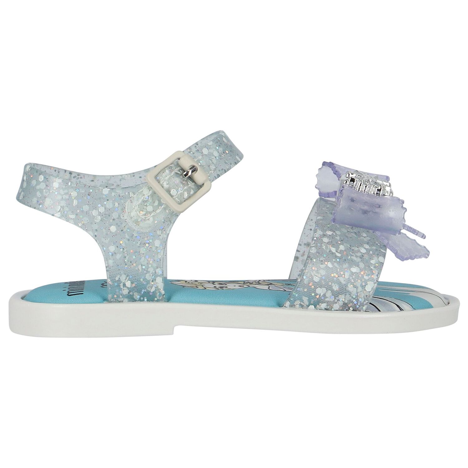 Younger Girls Blue & White Elsa Glitter Jelly Sandals, 1, hi-res