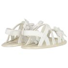 Baby Girls White Bow Sandals, 1, hi-res