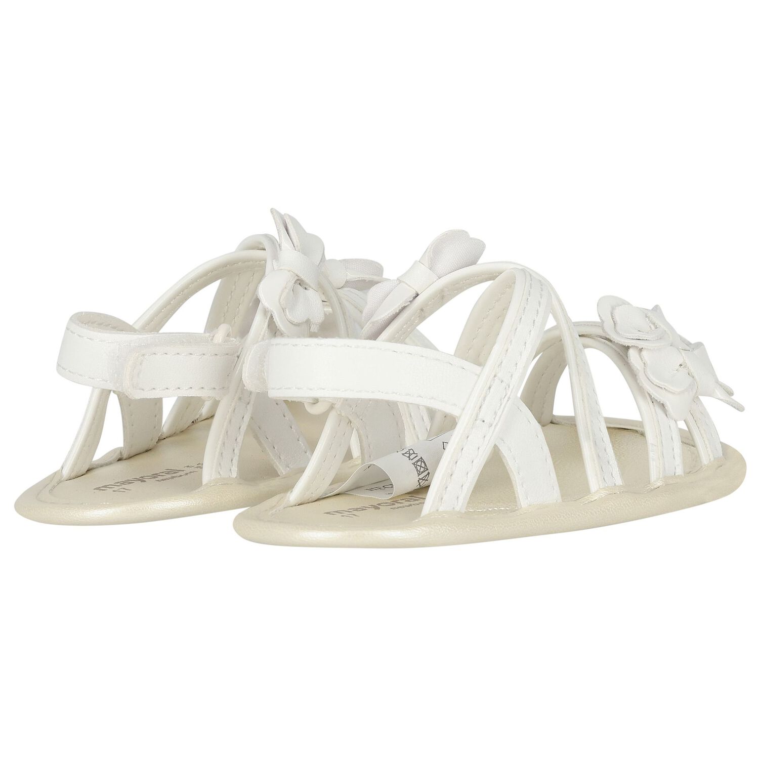 Baby Girls White Bow Sandals, 1, hi-res image number null