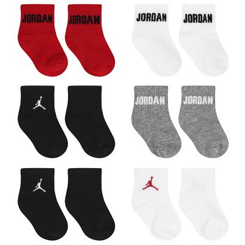 Red, Black & White Jordan Logo Socks ( 6-Pack )