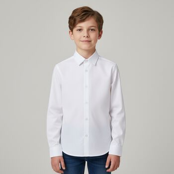 Boys White Long Sleeve Shirt