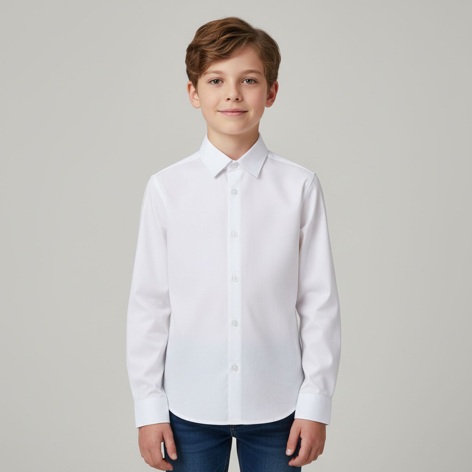 Boys White Long Sleeve Shirt, 1, hi-res image number null