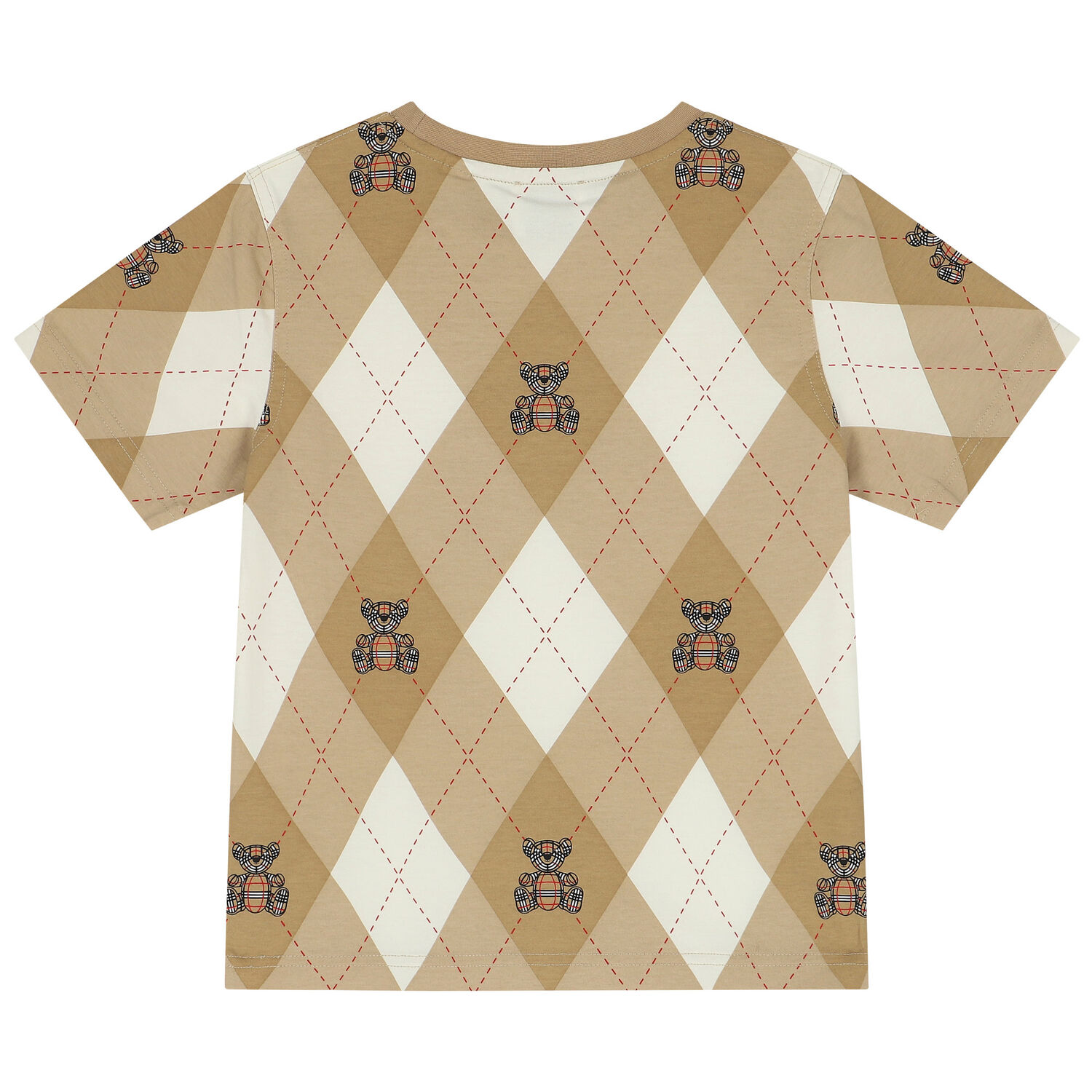 Beige Argyle Check T-Shirt, 1, hi-res