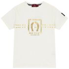 Boys Ivory & Gold Logo T-Shirt, 1, hi-res