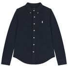 Boys Navy Blue Logo Shirt, 1, hi-res