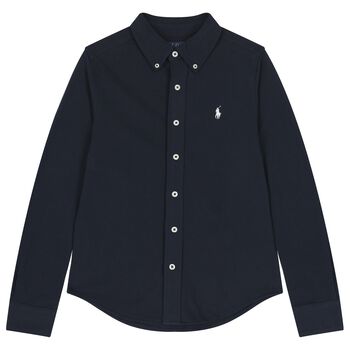 Boys Navy Blue Logo Shirt