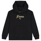 Girls Black Logo Hooded Top, 1, hi-res