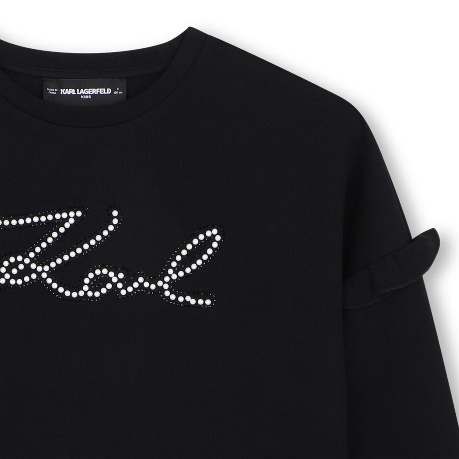 Mini Me Girls Black Logo Pearl Sweatshirt, 1, hi-res
