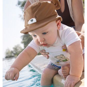 Baby Boys White, Blue & Brown Bear Swim Set