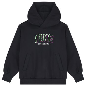 Boys Black & Green Logo Hooded Top
