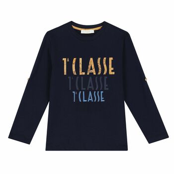 Boys Navy Blue Logo Top