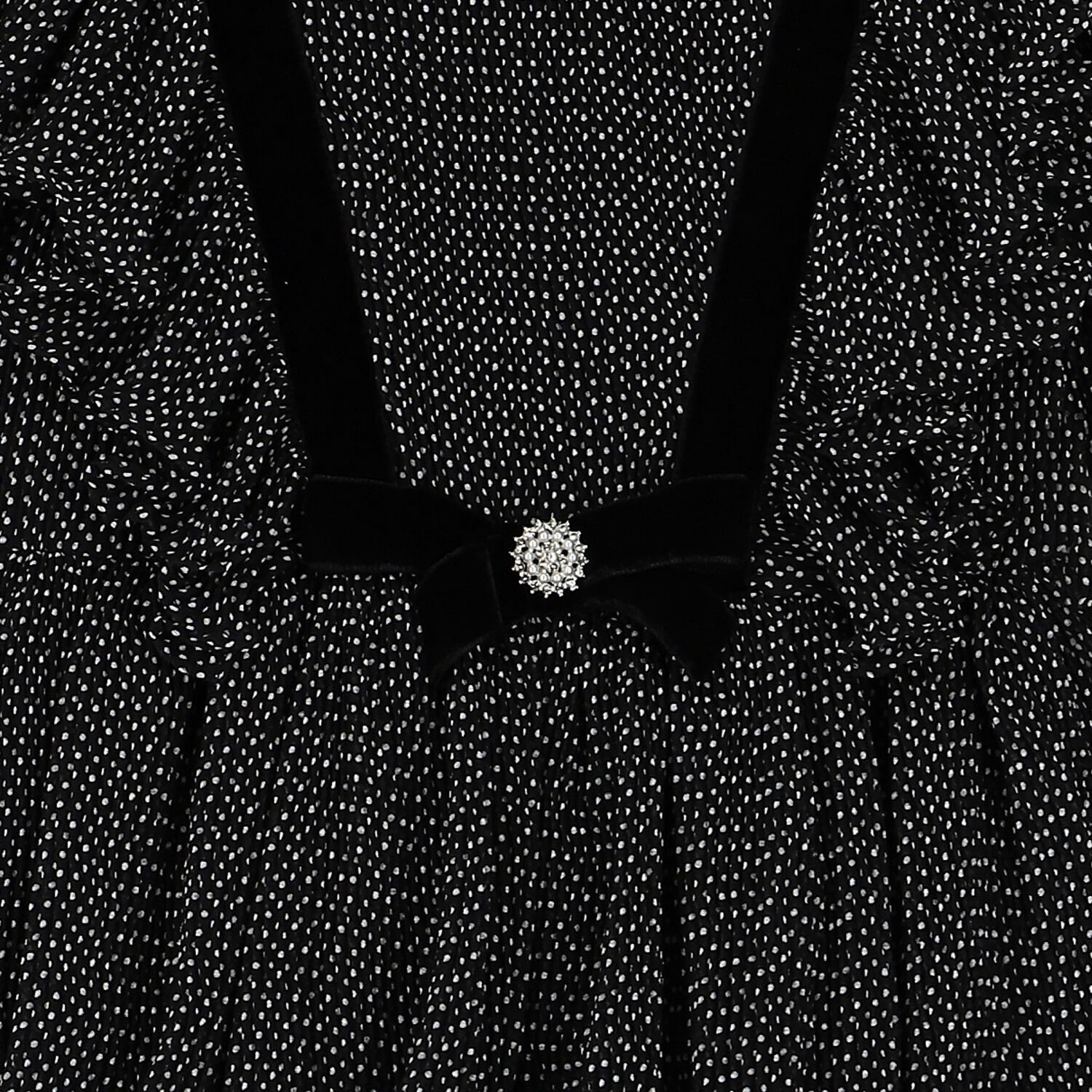 Girls Black & White Dot Chiffon Dress, 1, hi-res