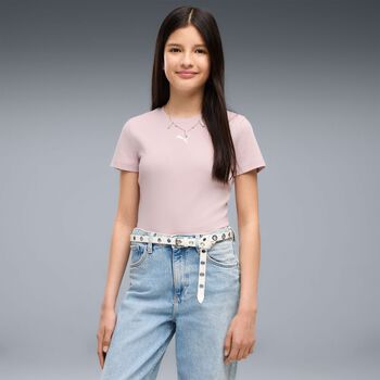 Girls Pink Logo Ribbed T-Shirt
