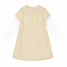 Girls Beige Embroidered Dress, 1, hi-res