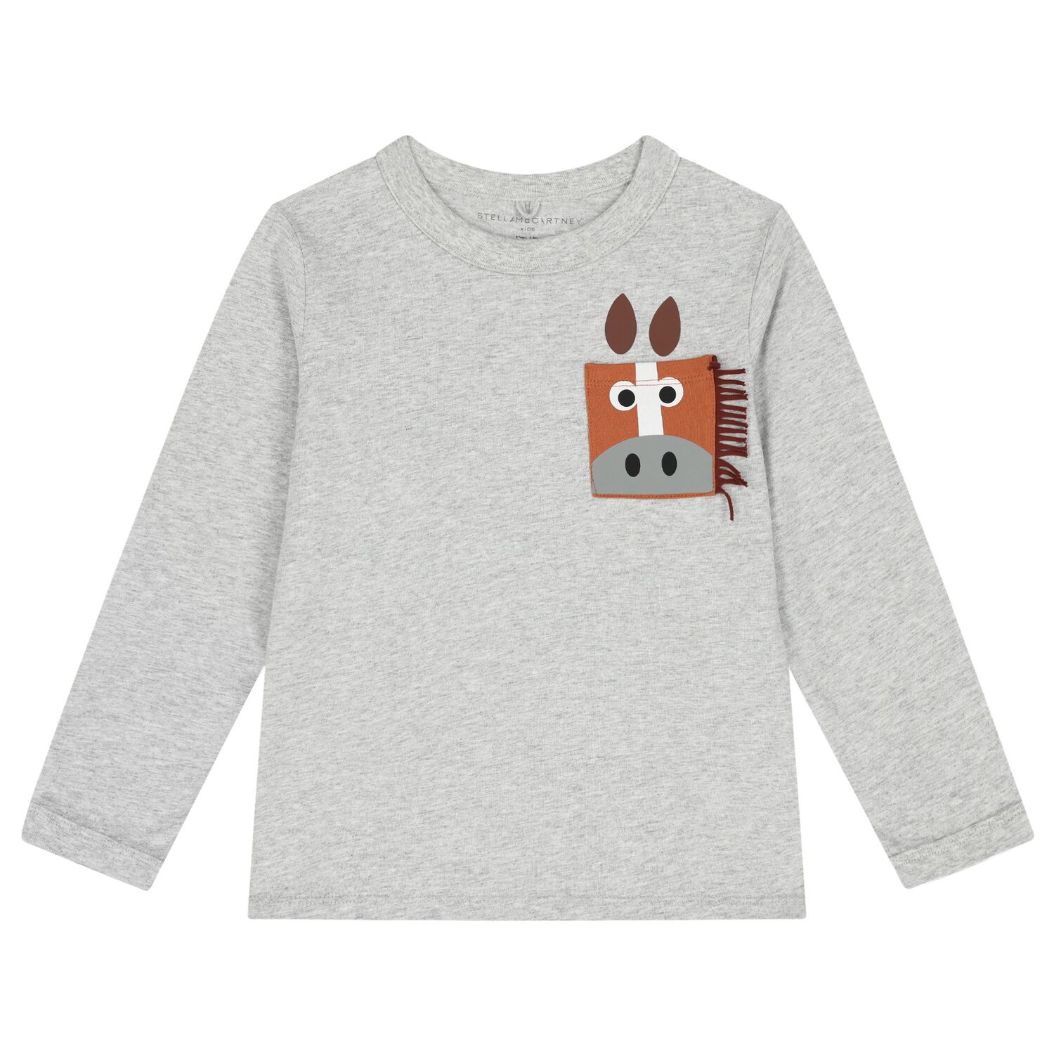 Boys Grey Horse Long Sleeve Top, 1, hi-res