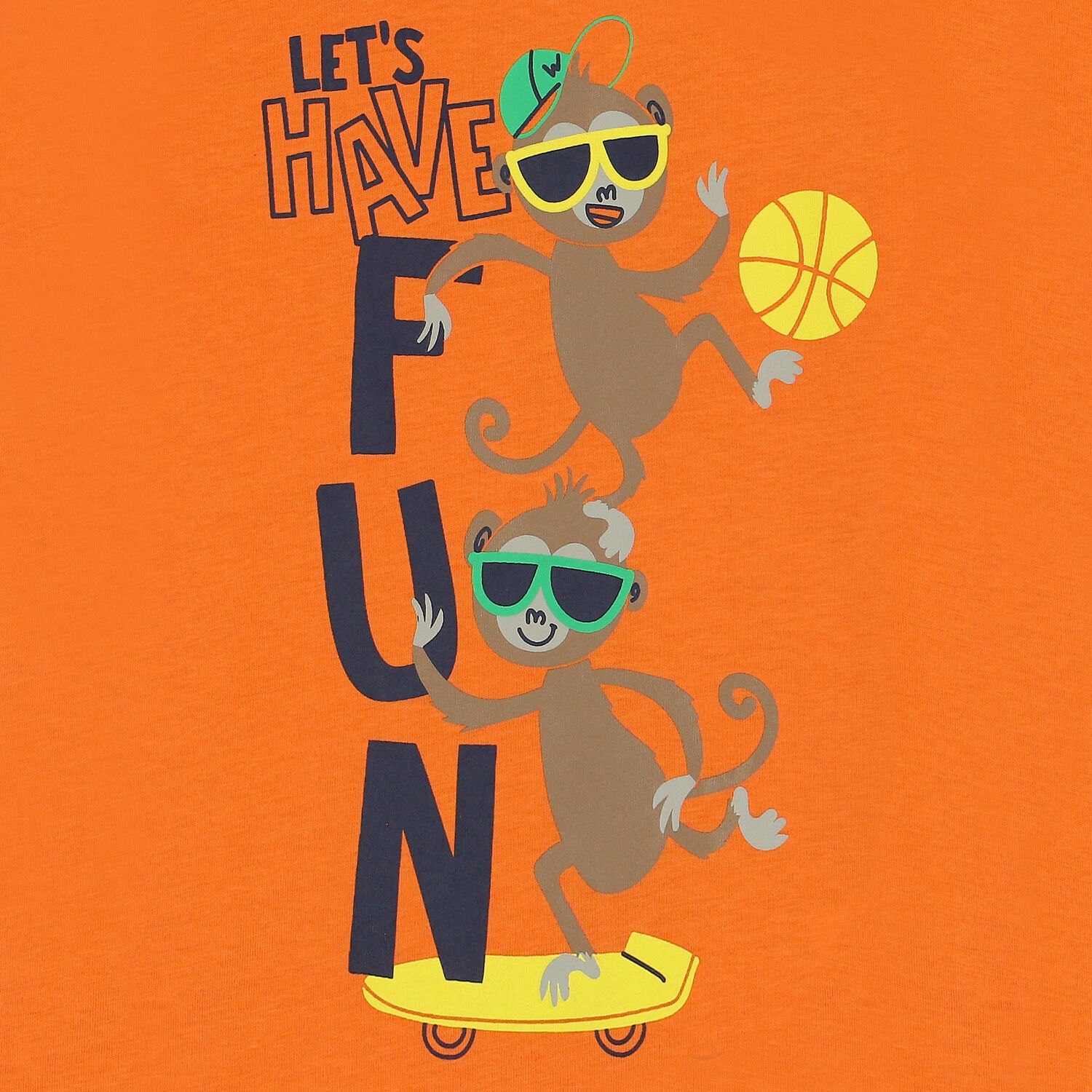 Boys Orange Monkey T-Shirt, 1, hi-res