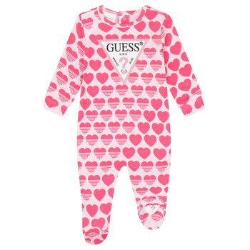 Baby Girls Pink Cotton Heart Logo Babygrow