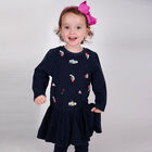 Girls Navy Blue Dress, 1, hi-res