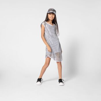 Girls Gold & White Logo Dress Set