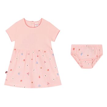 Baby Girls Pink Flower Dress Set