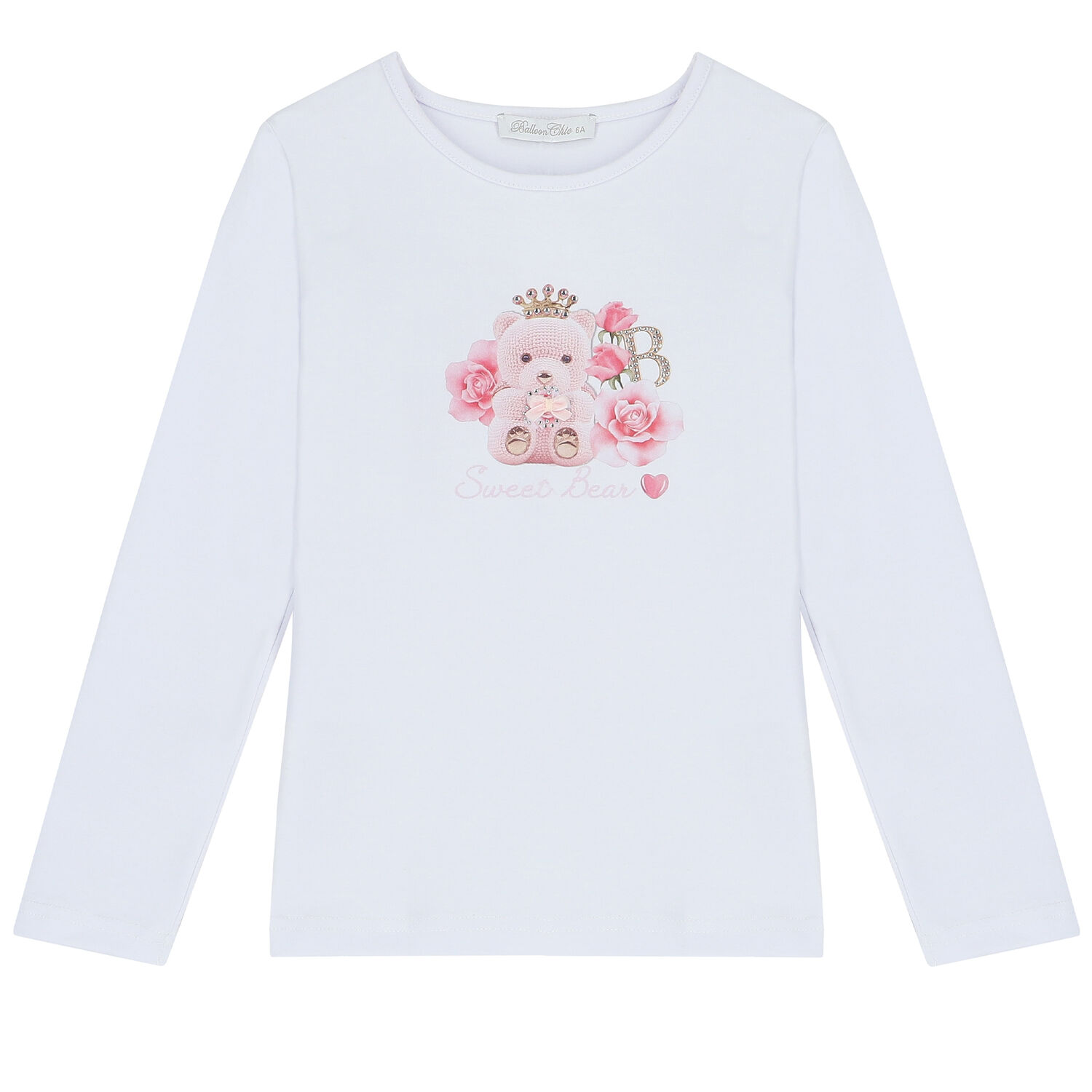 Girls White & Pink Teddy Skirt Set, 1, hi-res