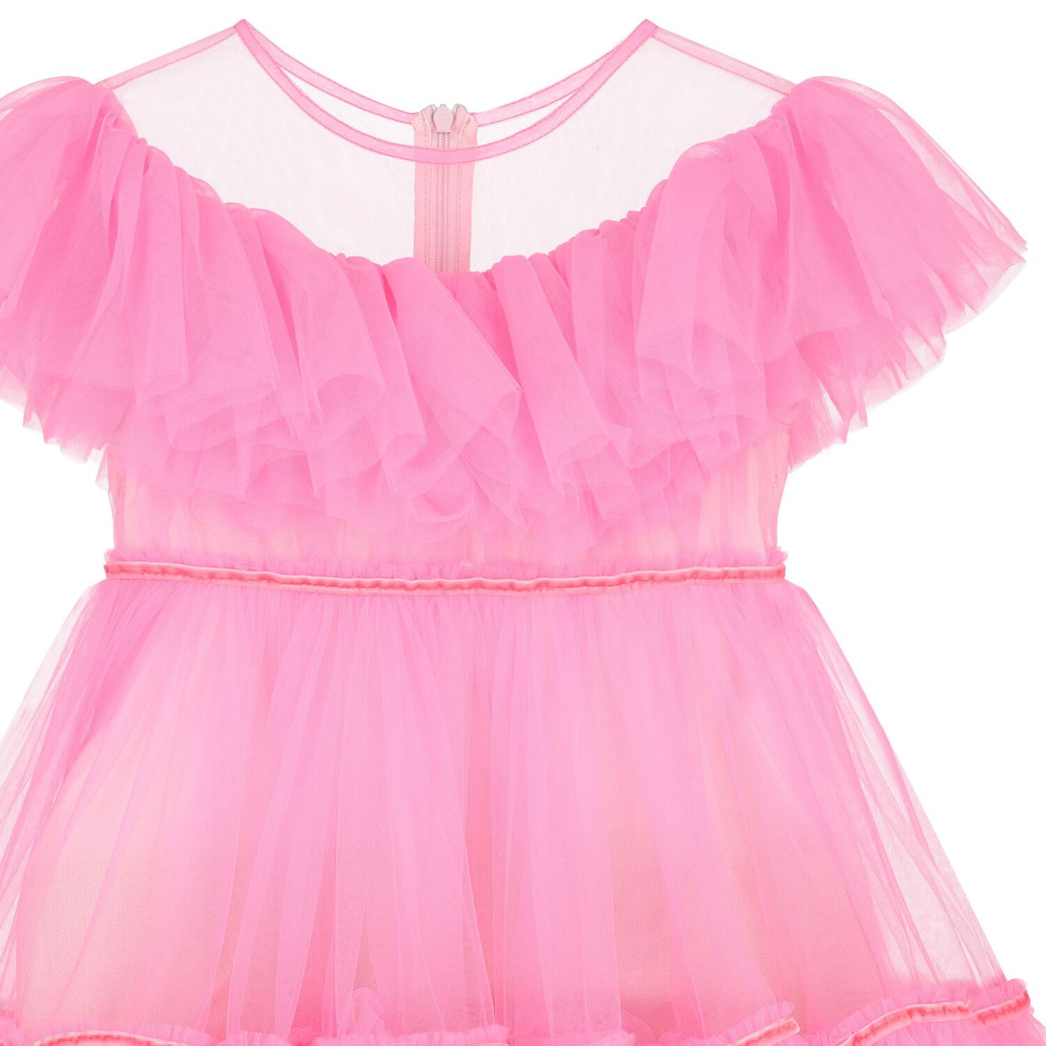 Girls Neon Pink Tulle Dress, 1, hi-res image number null