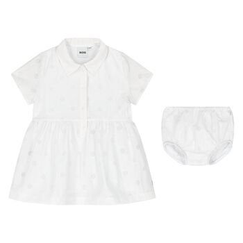 Baby Girls White Logo Dress Set