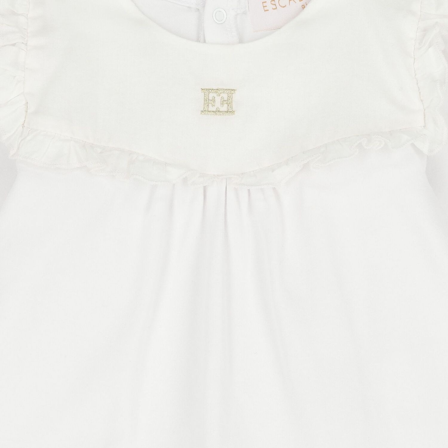 Baby Girls White Logo Ruffled Babygrow, 1, hi-res