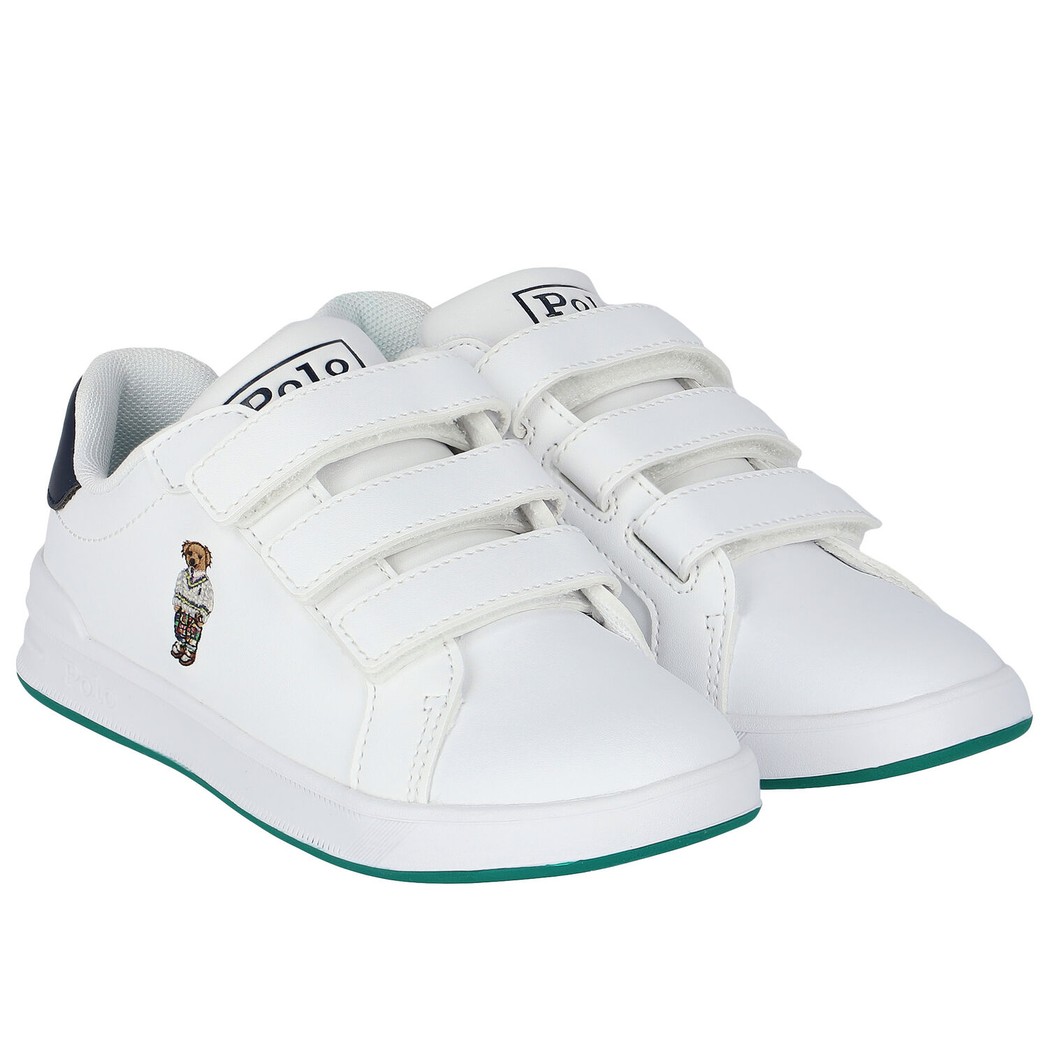 Boys White Logo Trainers, 1, hi-res