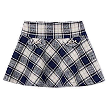 Girls Grey & Blue Check Skirt