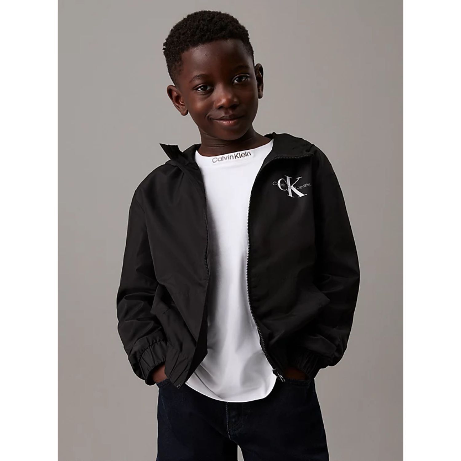 Boys Black Logo Jacket, 1, hi-res