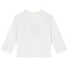 Baby Boys White Logo Long Sleeve Top, 1, hi-res