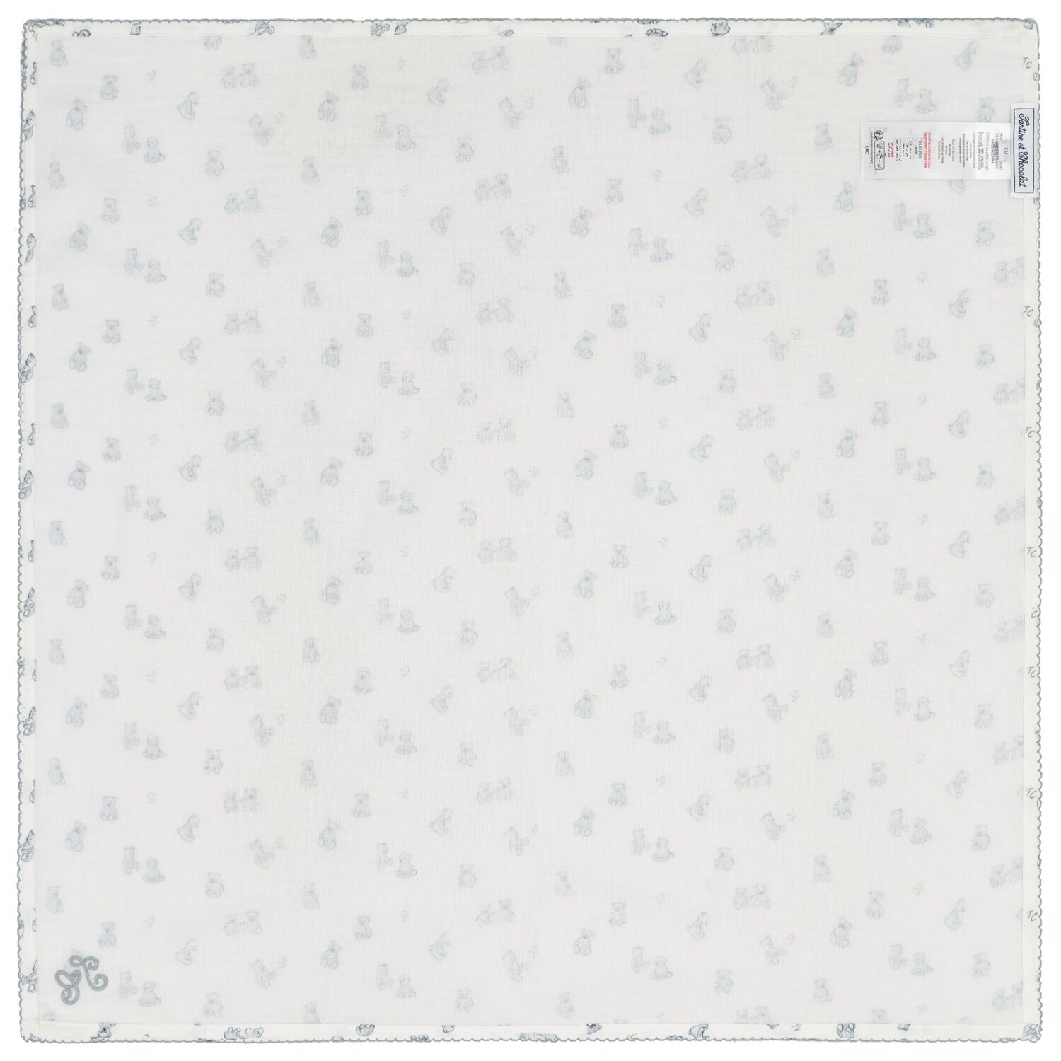 Baby Boys Ivory & Blue Teddy Bear Blanket, 1, hi-res