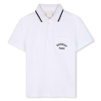 Boys White Logo Polo Shirt