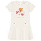 Girls Ivory Floral Logo Dress, 1, hi-res