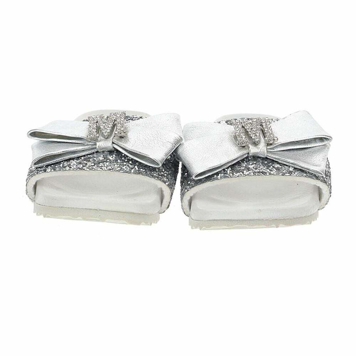Girls Silver Glitter Sandals, 1, hi-res