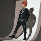 Boys Black Logo Zip Up Top, 1, hi-res