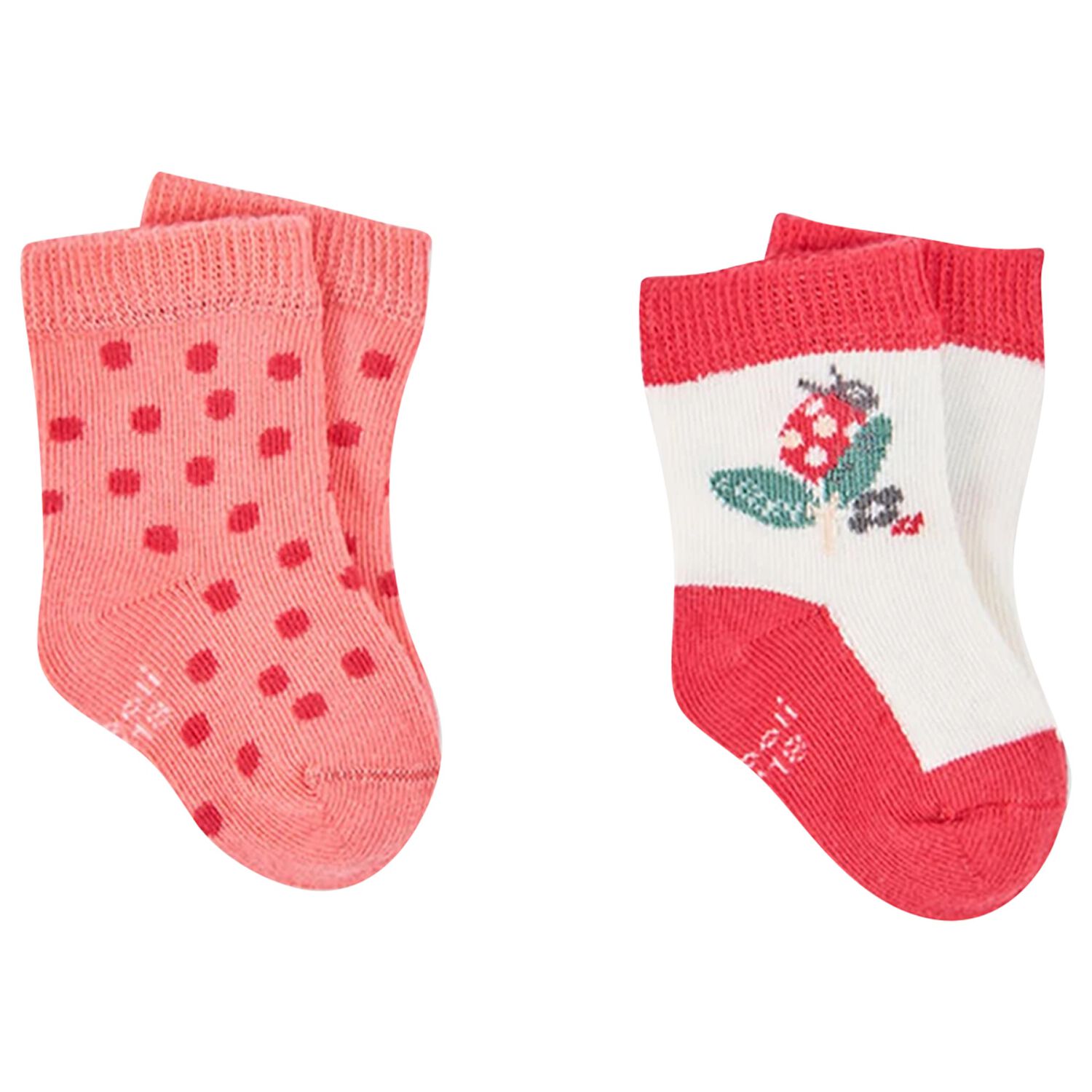 Baby Girls Red, White & Pink Socks ( 2 Pack ), 1, hi-res
