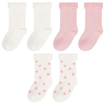 Baby Girls Ivory & Pink Socks ( 3-Pack )