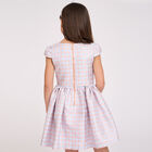 Girls Blue & Rose Gold Houndstooth Dress, 2, hi-res