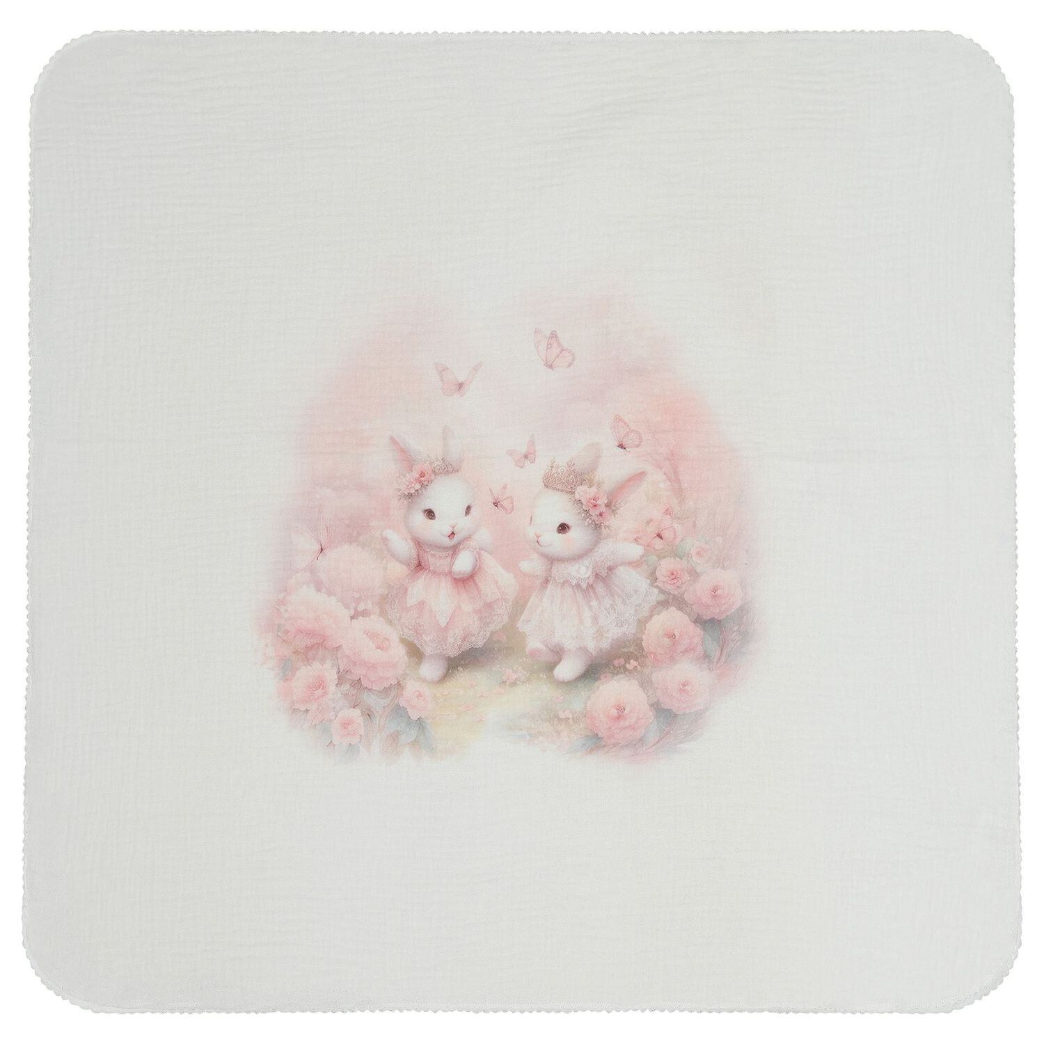 Baby Girl Ivory Bunny Muslin Swaddles ( 2-Pack ), 1, hi-res