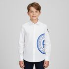 Boys White Logo Shirt, 2, hi-res