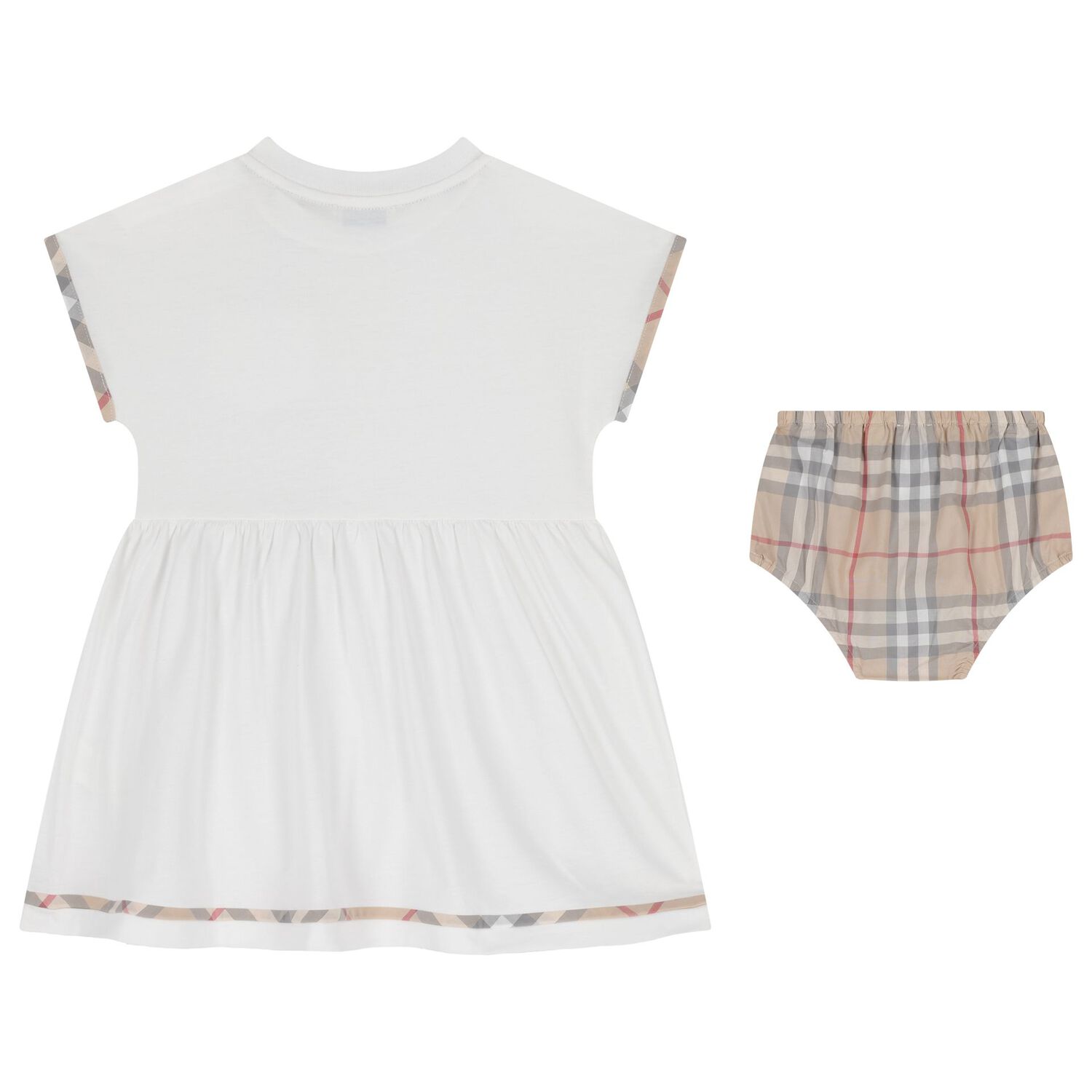 Baby Girls White Check Dress Set, 1, hi-res