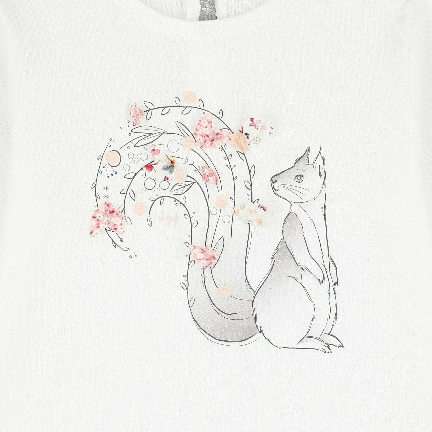Girls Ivory Squirrel Long Sleeve Top , 1, hi-res