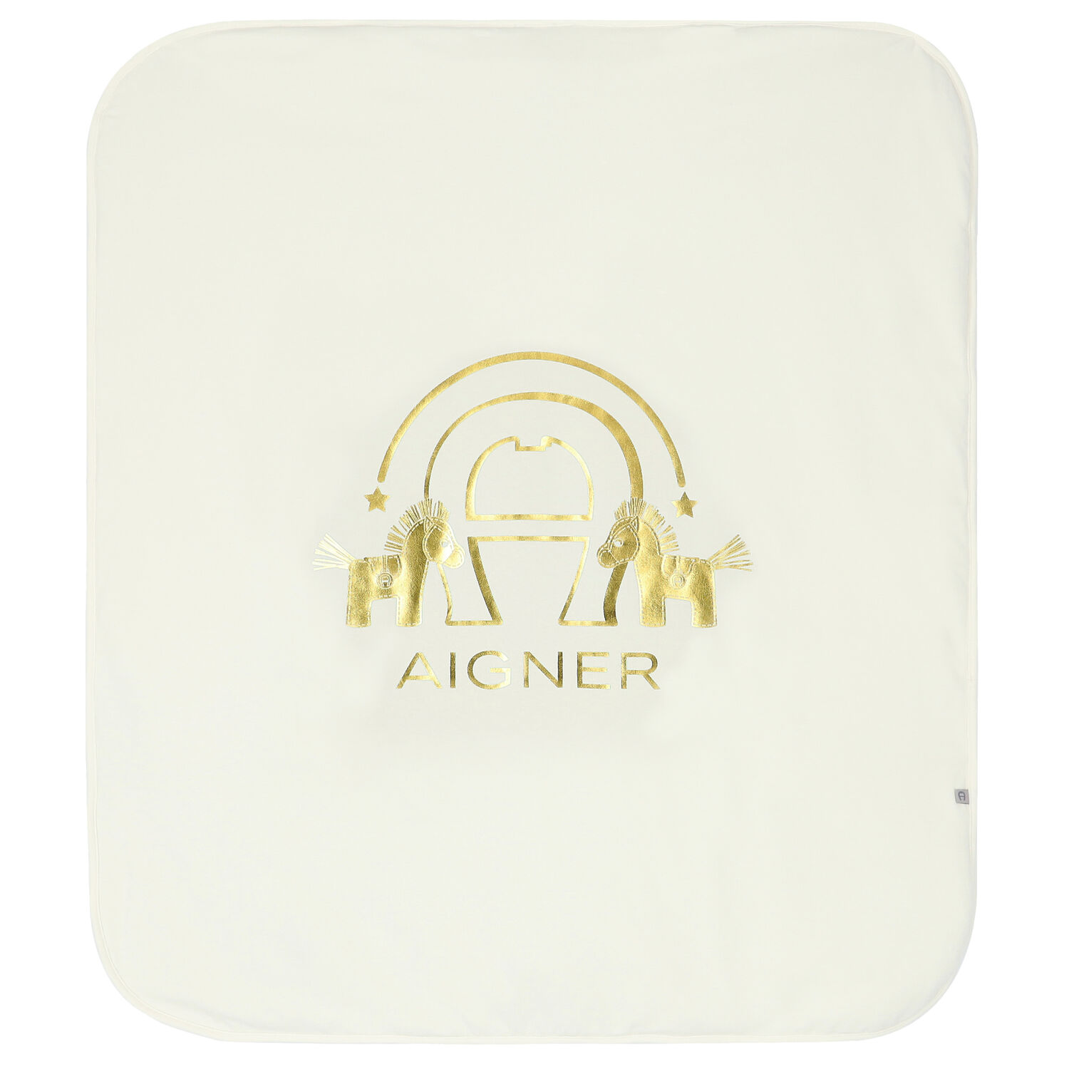 Ivory & Gold Horse Logo Baby Blanket, 2, hi-res