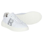 Girls White Logo Trainers, 1, hi-res